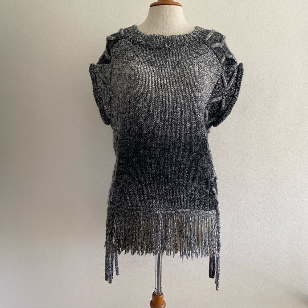 3.1 Phillip Lim Gray Ombre Fringe Sweater XS